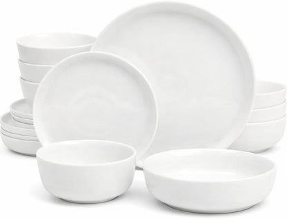 Plates and Bowls Sets - Dinnerware Set for 4, 16-Piece White Dishes — Ceramic Dish Set| Microwave & Dishwasher Safe Dishes - Oslo Collection1