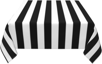 Square Table Cloth, Stripes White Black Tablecloth Washable Dinng Table Covers Decorative for Kitchen & Table Linens 60" X 60"3