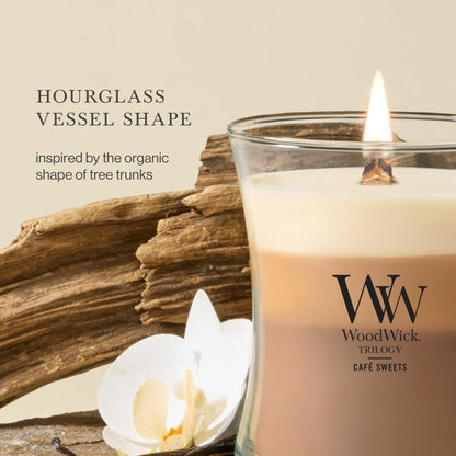 Woodwick Café Sweets Trilogy Holiday Candle Gifts for Women and Men, 9.7 Oz Medium Hourglass Trilogy Candle with Crackling Wick4