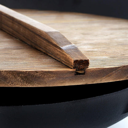 Megachef 2 Piece 14 Inch Heavy Duty Cast Iron Wok with Wood Lid3