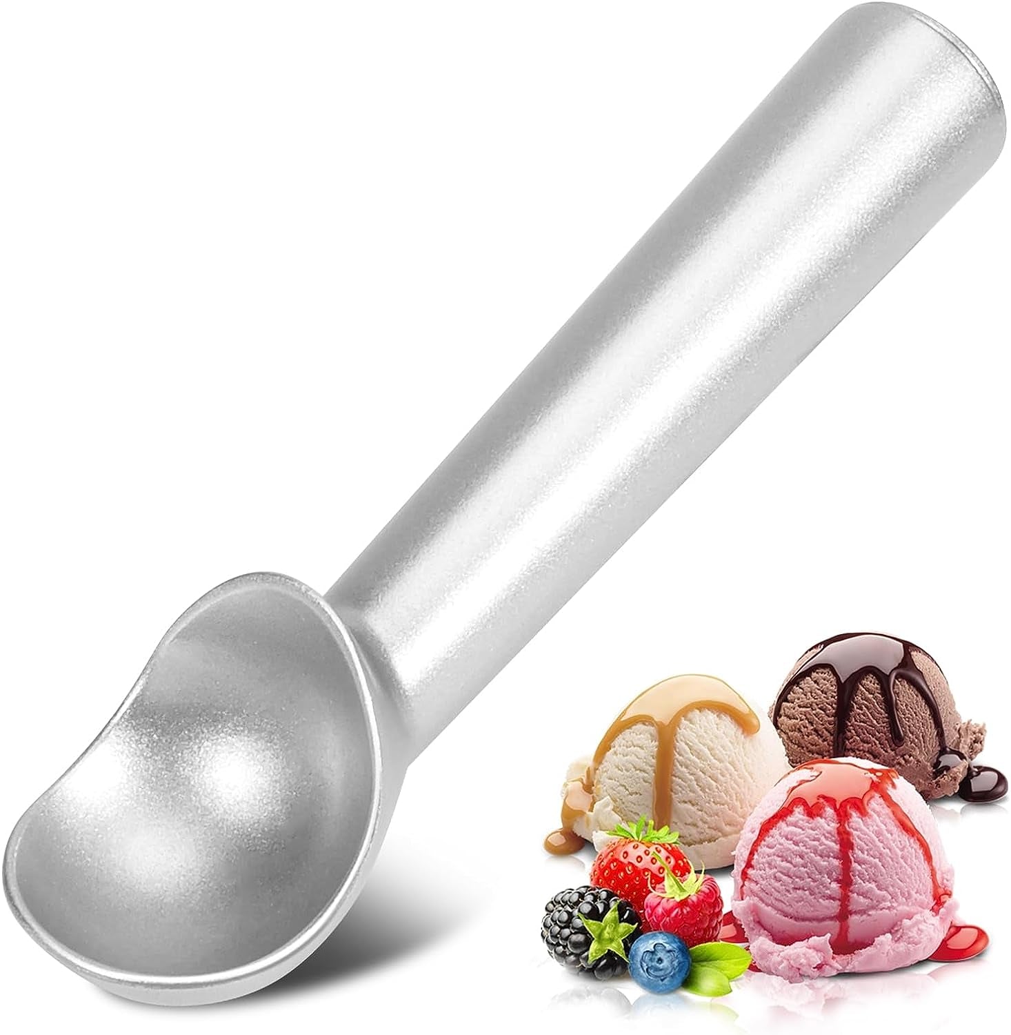 ice-cream-scoop-7-inches-nonstick-anti-freeze-one-piece-aluminum-scooper-spoon-heavy-duty-durable-design-easy-clean-for-gelato-cookie-dough-sorbet-almond-silver