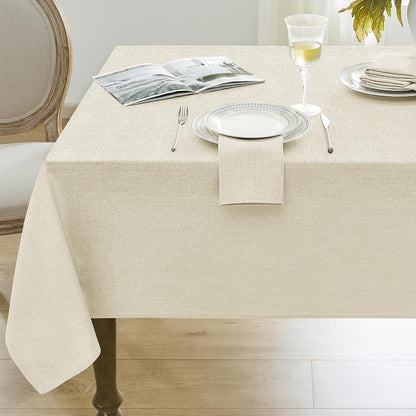 Cream Table Cloth Rectangular 52 X 70 Inch Linen Textured Outdoor Tablecloth Stain and Wrinkle Resistant Table Cover for Spring,Easter,Summer,Tea Party,Kitchen Boho Decor Small Tabletop1
