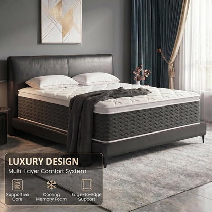 Queen Mattress, 12 Inch Queen Size Mattress in a Box, Memory Foam and Individually Pocketed Spring, Motion Isolation, Pressure Relief, Certipur-Us Certified2