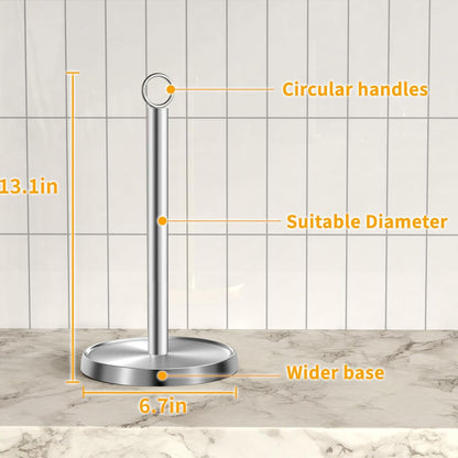 Paper Towel Holder Countertop, Stainless Steel, Weighted Non-Slip Base, Fits Standard and Jumbo Rolls, Freestanding Paper Towel Stand for Kitchen Bathroom Decor, Silver7