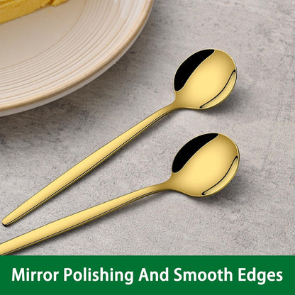 5.1 Inch Coffee & Tea Spoon,6 Pieces Gold Stainless Steel Teaspoon,Mini Spoons for Dessert and Coffee,Durable Demitasse Coffee Spoons for Dessert4