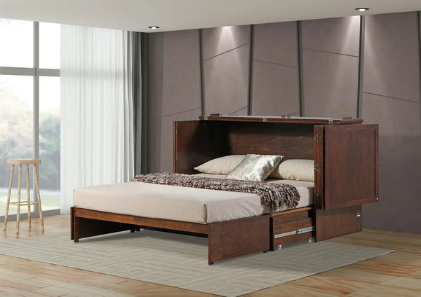 Mccutchen Solid Wood Murphy Storage Bed (Queen, Tobacco)3