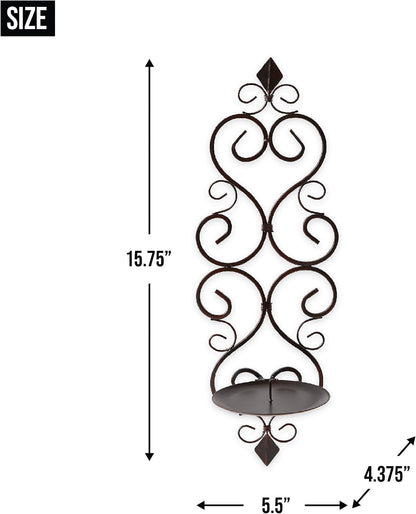 Gothic Cathedral Collection Dual Candle Wall Sconces, 5.5X4.375X15.75, Fleur De Lis, 2 Piece9