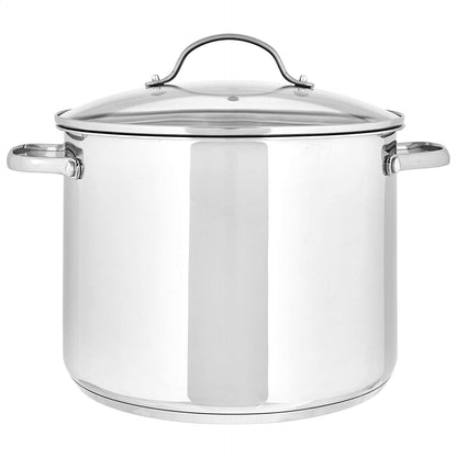 Stainless Steel Induction Compatible Stock Pot with Glass Lid, Oven Safe, Dishwasher Safe, Sturdy, 8 Quart, Silver2