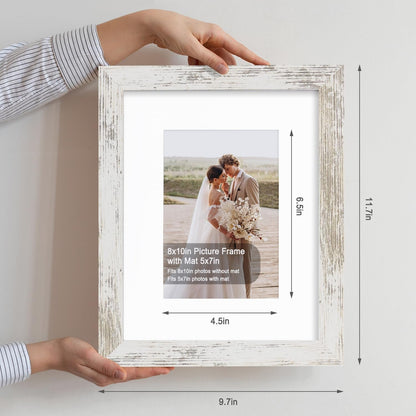 8X10 Picture Frame Set of 4, Made of Real Glass and Multicolour Wooden Frame, 8 by 10 Photo for Wall or Tabletop - Display Picture 5X7 with Mat or 8X10 without Mat2