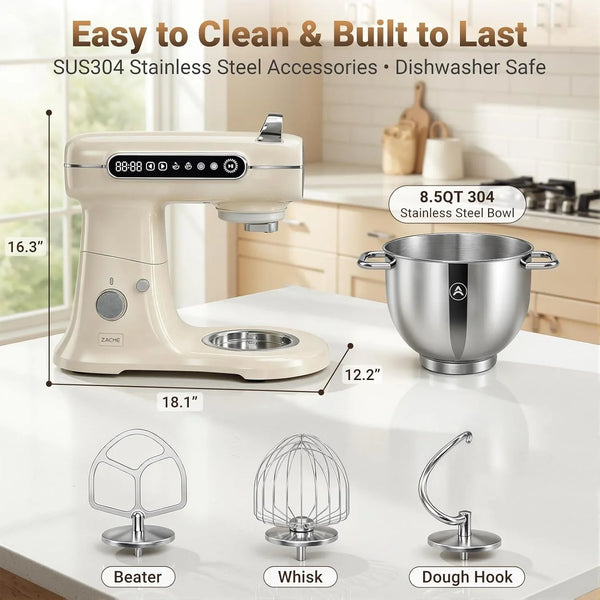 8.5QT Commercial Stand Mixer 1000W with Aluminum Die Casting Meets the Standard of NSF/ANSI 8-2023, 11 Speeds Electric Stand Mixer, Tilt-Head Dough Mixer with Bowl, Dough Hook, Whisk and Beater9
