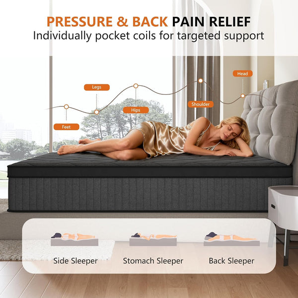 Hybrid Twin Mattress 12 Inch for Pressure Relief, Medium Firm5