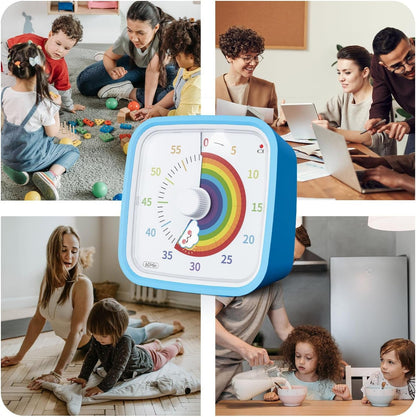 Rainbow Visual Timer for Kids, 60-Min Countdown Timer, Blue | Protective Case, No Ticking, Mute and Ringing Alarm Available, Time Management Tool, Low Power Reminder, for Study,Game,Work7