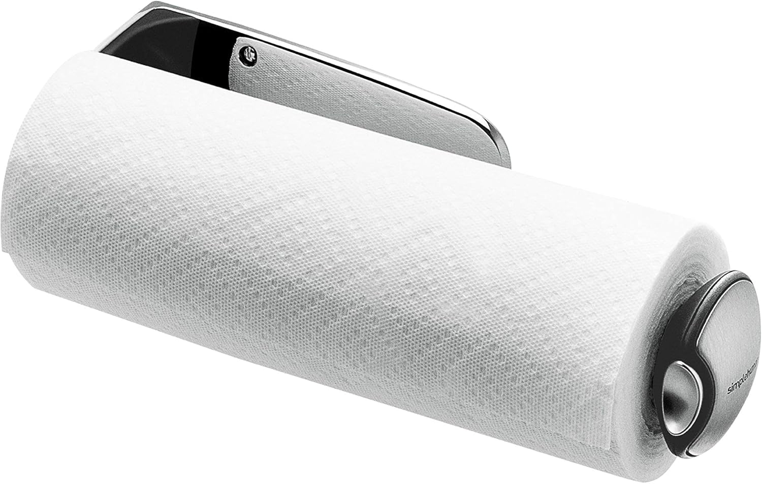 simplehuman-wall-mount-paper-towel-holder-under-cabinet-or-wall-mounted-rack-horizontal-or-vertical-install-one-handed-tear-with-tension-spring-quick-release-knob-brushed-stainless-steel