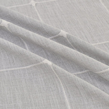 Lattice Embroidery Plaid round Tablecloth with Tassel, round 70 Inch, Grey5