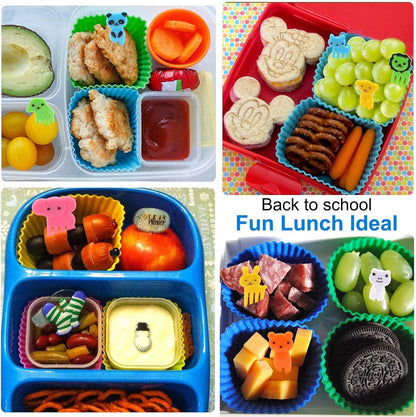 60 Pcs Silicone Lunch Box Dividers with Animal Food Picks,Reusable Lunch Bento Box Accessories for Kids,Lunchbox Supplies Accessories,Back to School Lunch Essentials,Silicone Cupcake Liners2
