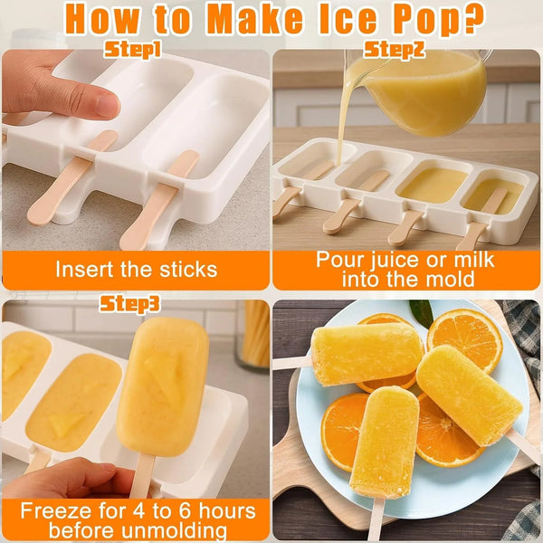 2 Pack Cake Pop Mold Silicone, 8 Cavity Reusable Cakesicle Molds | with 100 Sticks & Parcel Bags for Baking, Lollipops, Ice Cream, DIY Desserts, Cake Pop Maker Kit Easy Release7