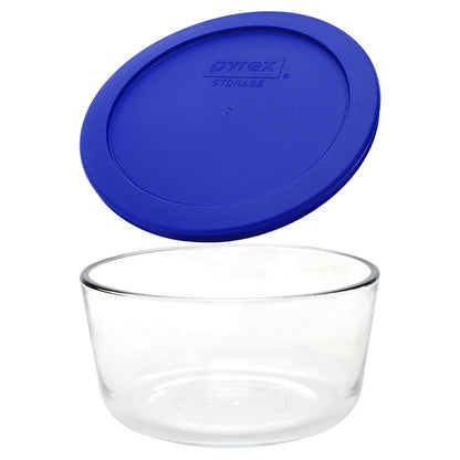 7201 (4-Cup) Glass Bowls & Cadet Blue Lids (4-Pack) - Made in USA3