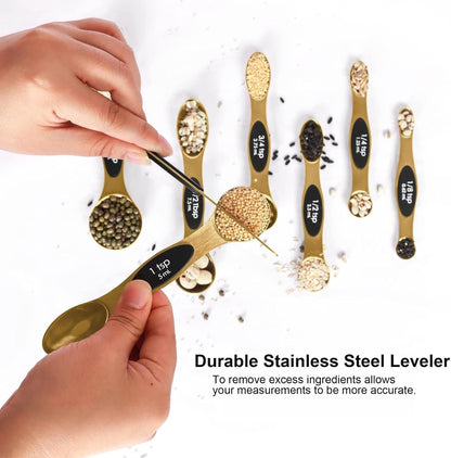 Magnetic Measuring Spoons Set Stainless Steel with Leveler, Stackable Metal Tablespoon Measure Spoon for Baking, Measuring Cups and Spoon Set Kitchen Gadgets Apartment Essentials Fits in Spice Jars4