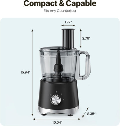 Food Processor 10.5 Cup, 600W Electric Vegetable Chopper with French Fry Slicer, Dough Mixer, Dishwasher Safe Parts for Family Meals, Vegetables, Fries, Cheese, Puree8