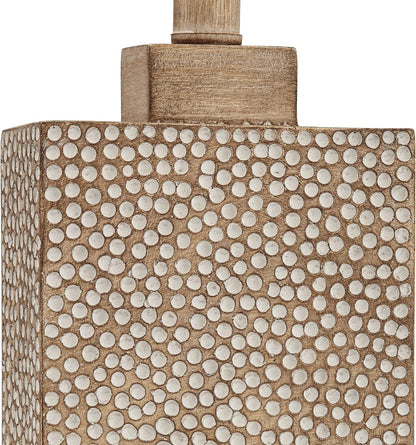 Caldwell 26 3/4" Tall Table Lamps Set of 2 Hammered Base Farmhouse Rustic | Faux Wood Earth Bedroom Living Room House Home Bedside Nightstand Office Family Oatmeal Rectangular Shade6