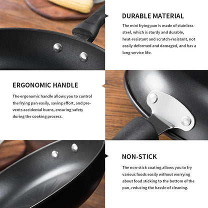 4.7Inch Mini Non-Tick Egg Pan, One Egg Frying Pan, Gas/Induction Small Pan with Handle Compatible for Omelet, Pancake & Camping, RV Use(Color:Black)7