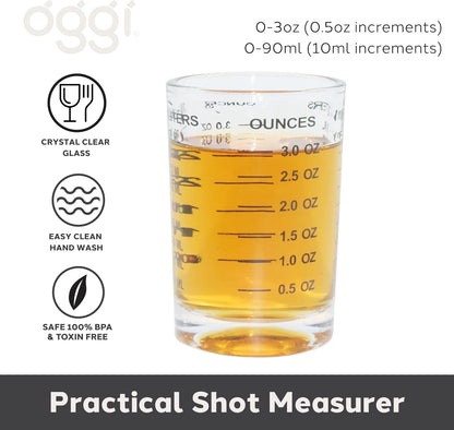 OGGI Measuring Shot Glass with Measuring Lines, 3Oz / 90Ml - Bartender Accessories, Jigger for Bartending, Shot Glass Measuring Cup with Ounces & Milliliters2
