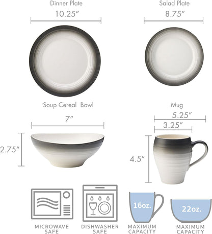 Swirl 4-Piece Place Setting, Service for 1, Ombre Graphite4