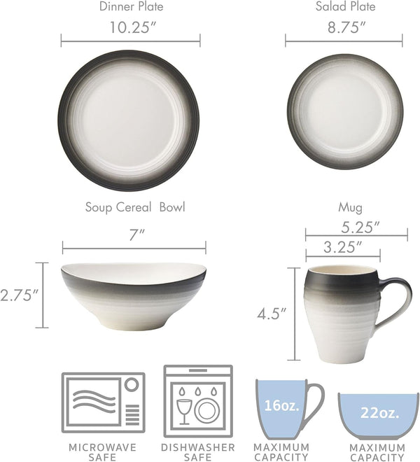 Swirl 4-Piece Place Setting, Service for 1, Ombre Graphite4