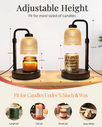 Candle Warmer Lamp with Timer, 2/4/8H Auto-Off Candle Lamp Coalblack7
