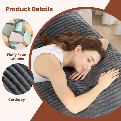 10" Futon Mattress Queen Size,Futons Sofa Couch Bed with Straps, Thick Corduroy Floor Mattress for Adults, Roll up Folding Mattress Shredded Foam Filling, Medium Firm (Gray, Full)6