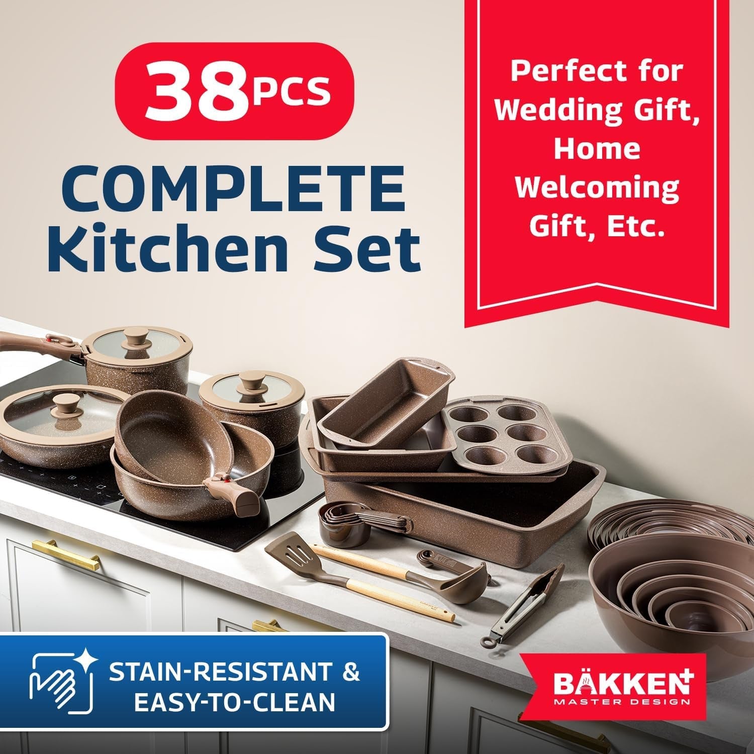 bakken-master-38-piece-granite-cookware-and-bakeware-set-nonstick-granite-coating-pots-and-pans-with-detachable-handles-and-tempered-glass-lids-6-piece-bakeware-set-12-piece-mixing-bowls-brown