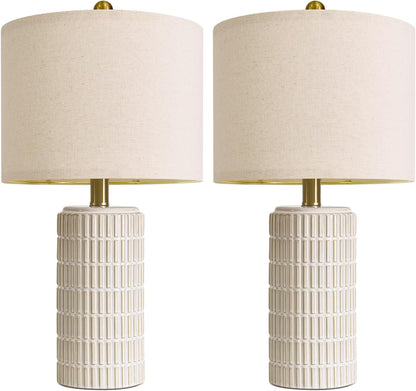 20.75" Small Modern Ceramic Table Lamps Set of 2 for Bedroom, White | Bedside Lamps for Nightstands, Farmhouse Home Decor, End Table & Desk Light, Ideal Housewarming New Home Gift for Women Mom8