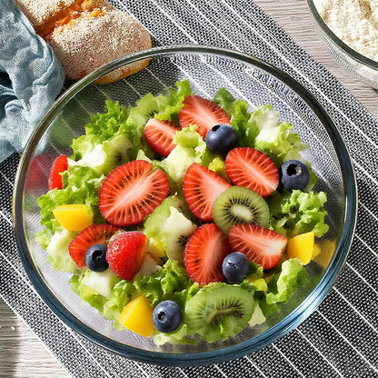 6.5 Qt Extra Large Glass Mixing Bowls, Clear Glass Bowl, Big Salad Bowl for Salad Fruit Bread Storage (6.5Qt)4