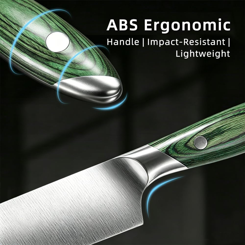 8-inch-stainless-steel-kitchen-chef-knife-green-pakkawood-handle