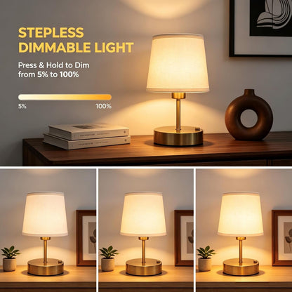 Mini Cordless Table Lamp, Dimmable Rechargeable Nightstand Lamp, Gold2
