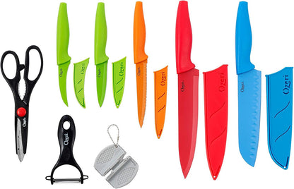 17-Piece Color-Coded Stainless Steel Knife & Cutting Mat Set | Elite Chef Set Includes 5 Knives, Kitchen Shears, a Vegetable Peeler and Knife Sharpener, with Color-Matching Cutting Mats3