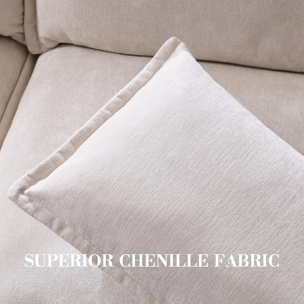 85.83" Modular Sectional Cloud Couches for Living Room, Modern Sectional Sofa with Storage Ottoman, U-Shape 5 Seat Chenille Cloud Sofa with Pillows for Bedroom and Apartment, Beige5