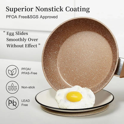 Nonstick Ceramic Frying Pans Skillets Set with Lid 8"+9.5"+11" | No Toxic Egg Omelette Frying Pan Set, All Stove Compatible, Healthy Granite Induction Cooking Pan, PFOA & PFAS Free3