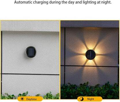2 Pack 12 LED Solar Fence Lights，Wall Lamp with Floral Theme,Solar Wall Lights Outdoor Waterproof for Fence, Garden, Courtyard, Balcony, Terrace, Porch.5