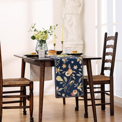Designer Vintage Linen Table Runner,71"X12"-Deweya Blue3