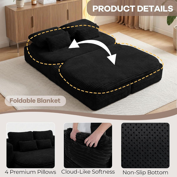 75'' Folding Sleeper Sofa Bed, Memory Foam Boneless Couch6