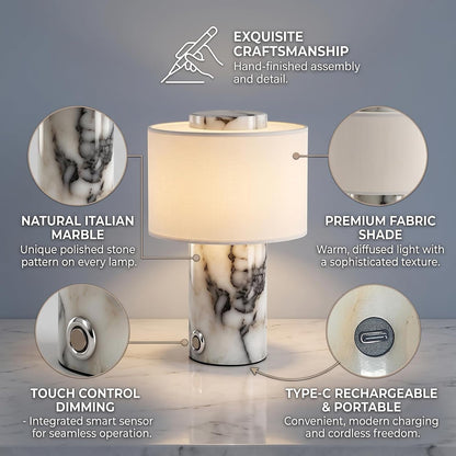 Small Marble Lamp, Rechargeable Cordless Stone Touch Table Lamp2