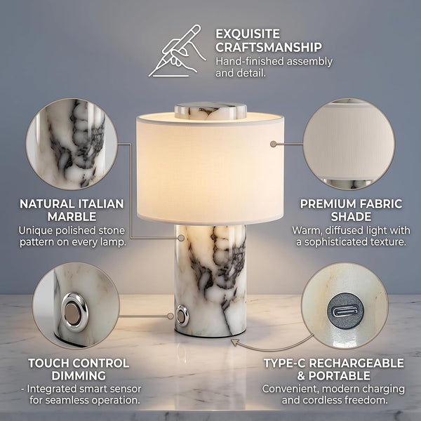 Small Marble Lamp, Rechargeable Cordless Stone Touch Table Lamp2