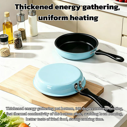 4.7 Inch Mini Nonstick Egg Frying Pan,Small Cast Iron Skillet with Heat Resistant Handle,Induction Compatible Tiny Pan for Gas Electric Stove,Compact for Single Egg Pancakes Appetizers(Blue)9