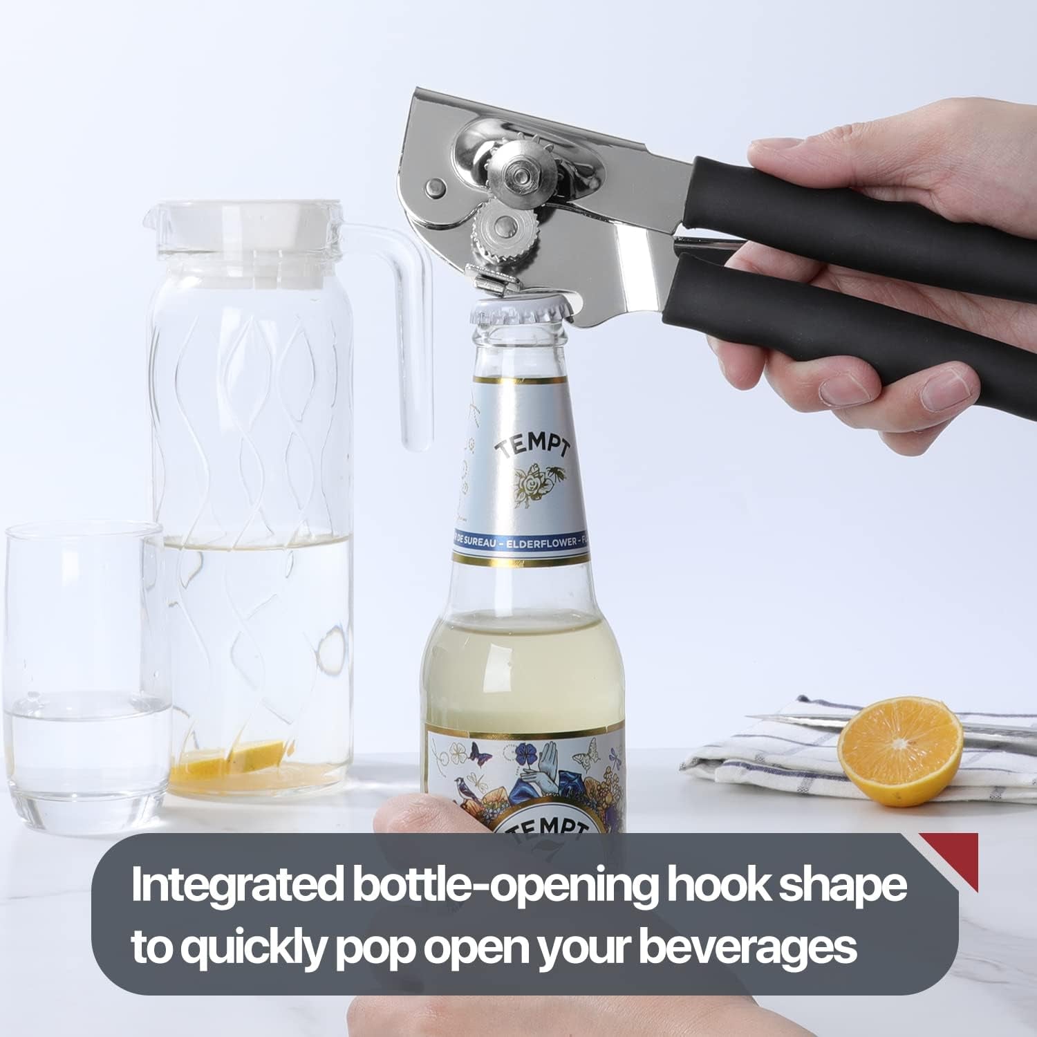 commercial-can-opener-heavy-duty-hand-crank-for-large-cans-black-manual-can-opener-high-carbon-blade-extra-long-handle-oversize-knob-built-in-magnet-bottle-opener-for-10-cans