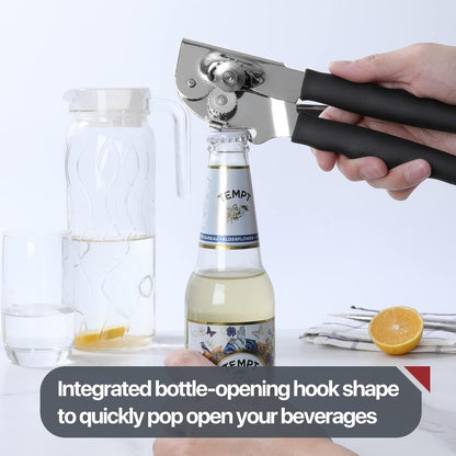 Commercial Can Opener Heavy Duty, Hand Crank for Large Cans, Black | Manual Can Opener, High-Carbon Blade, Extra-Long Handle, Oversize Knob, Built-In Magnet & Bottle Opener, for #10 Cans6