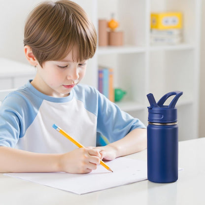 12Oz Kids Water Bottle for School, Toddler Water Bottles with Straws, Insulated Water Bottles for Boys&Girls, Stainless Steel Vacuum Insulated Bottle for Kids, Leak-Proof, Bpa-Free, Blue7