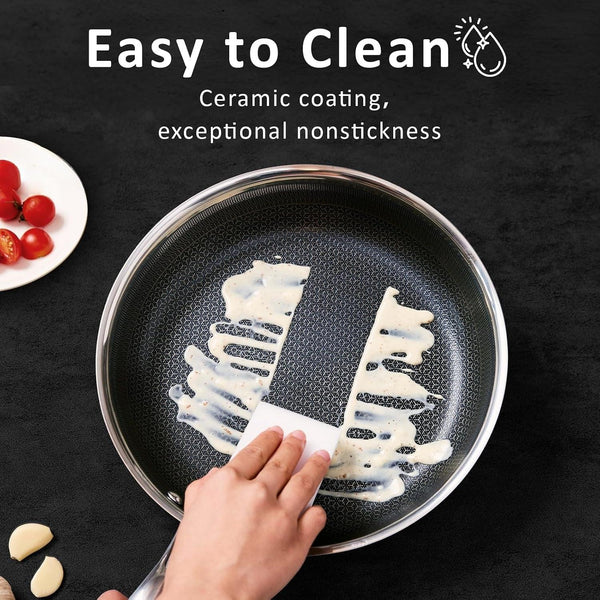 8" Hybrid Nonstick Frying Pan, Stainless Steel, Induction Safe | Pfas/Pfoa/Ptfe-Free Ceramic Pan, Dishwasher & Oven Safe, Stay-Cool Handle,Compatible with All Cooktops5
