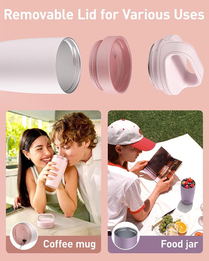 Travel Coffee Mug 16 Oz,Leakproof 2-Part Drink Lid Tumbler,Off-White4