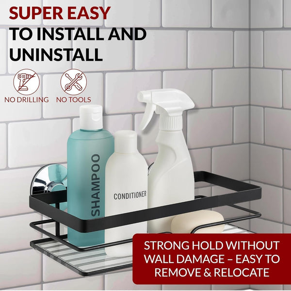 2-Pack Adhesive Shower Caddy, No-Drill Metal Corner Shower Shelves7